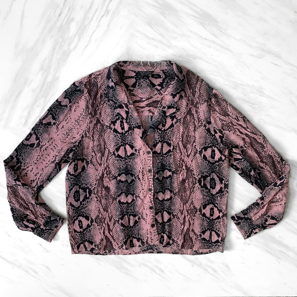 Topshop Tops - Topshop Button-Down Snake Print Blouse